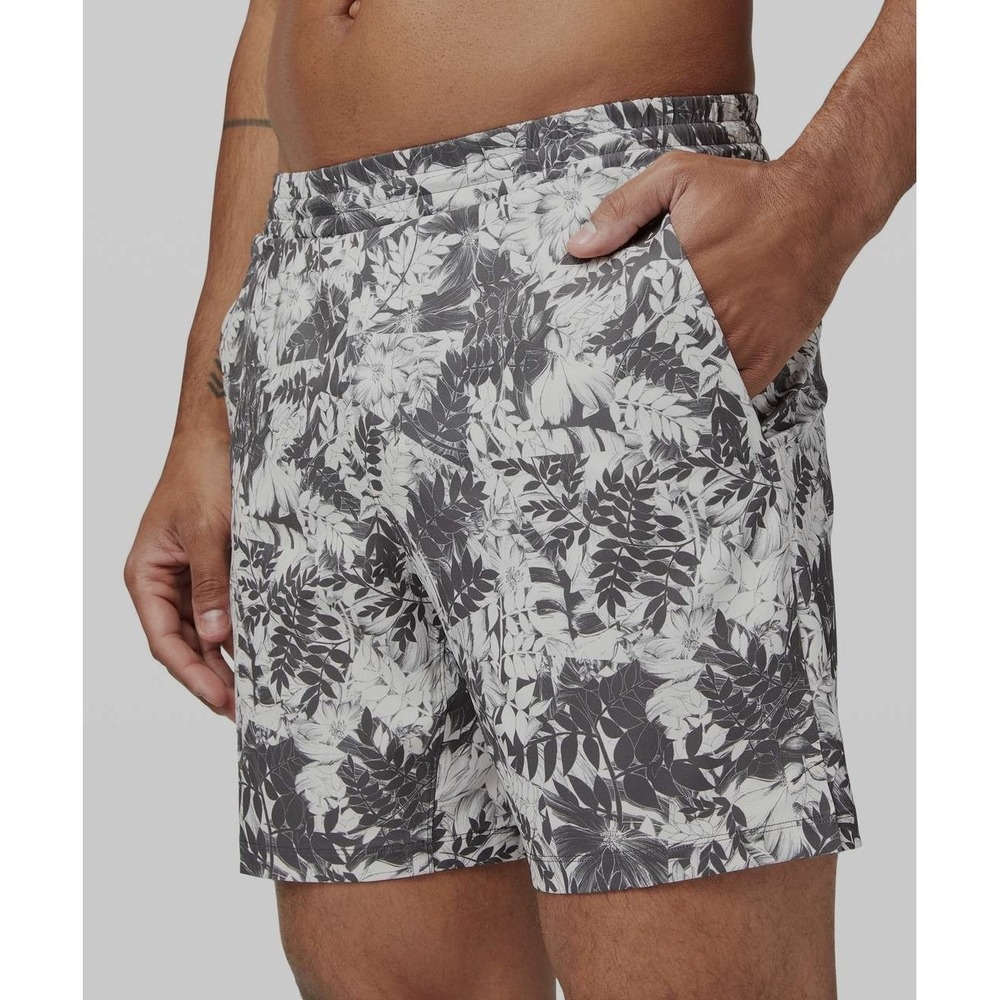 Lululemon Channel Cross Swim Short Men's Large Urban Tropics White Graphite Grey